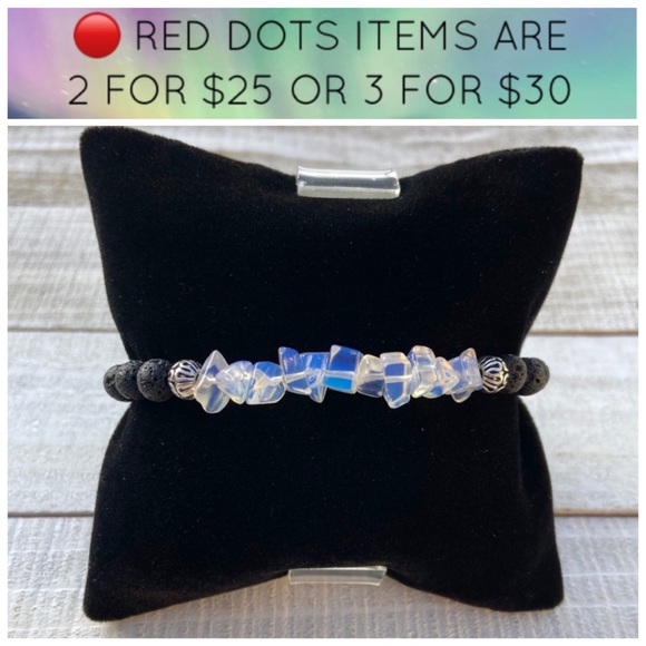 🔴 Opalite & lava rock bead stack bracelet - Picture 10 of 12